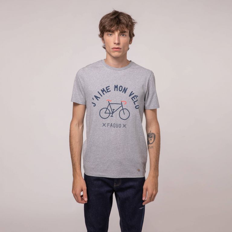T-shirt gris 'J'aime mon vélo'