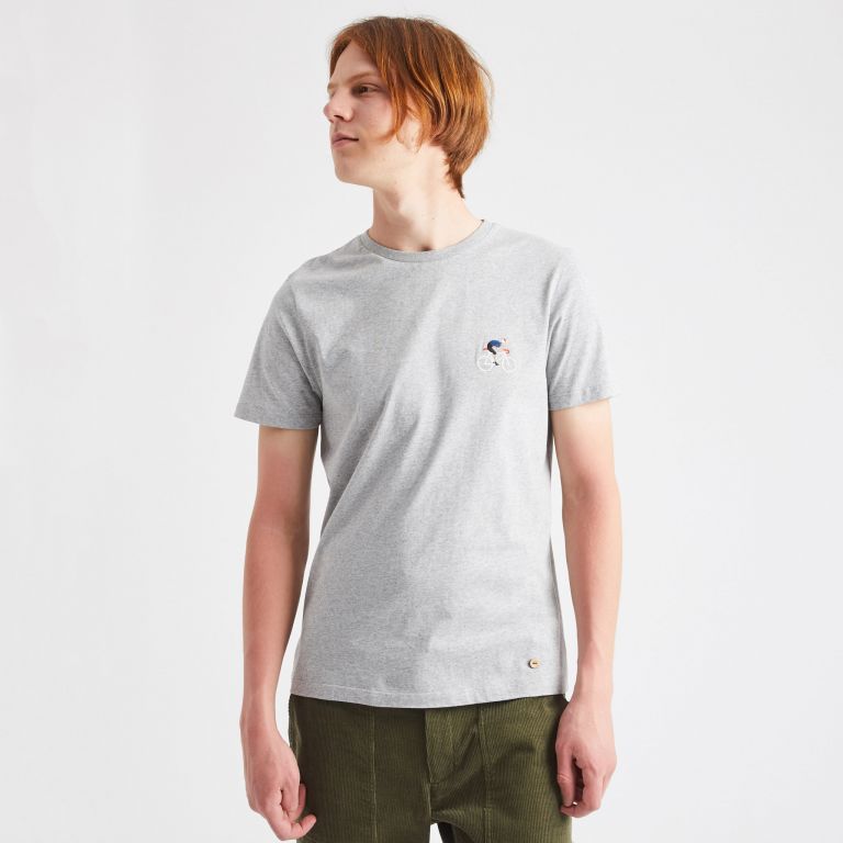 T-shirt col rond gris chiné grimpeur