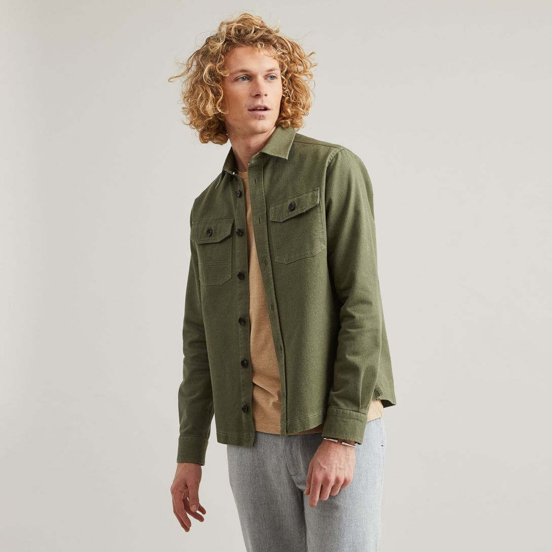 Khaki classic classic shirt cotton and recycled cotton - Cerilly model ...
