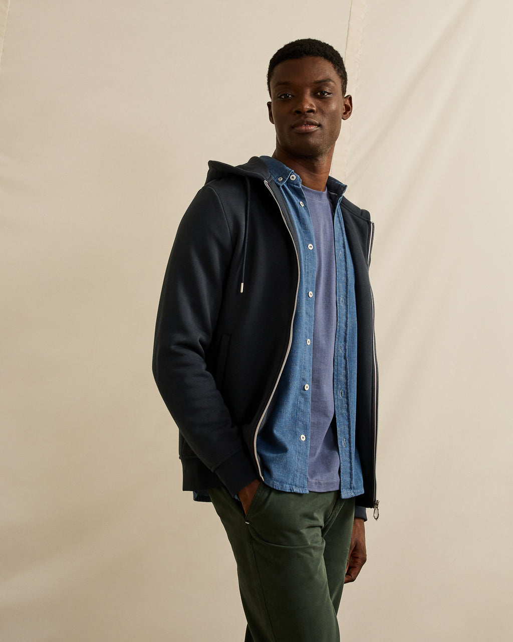Navy blue recycled cotton & polyester sweatshirt - MESNIL model