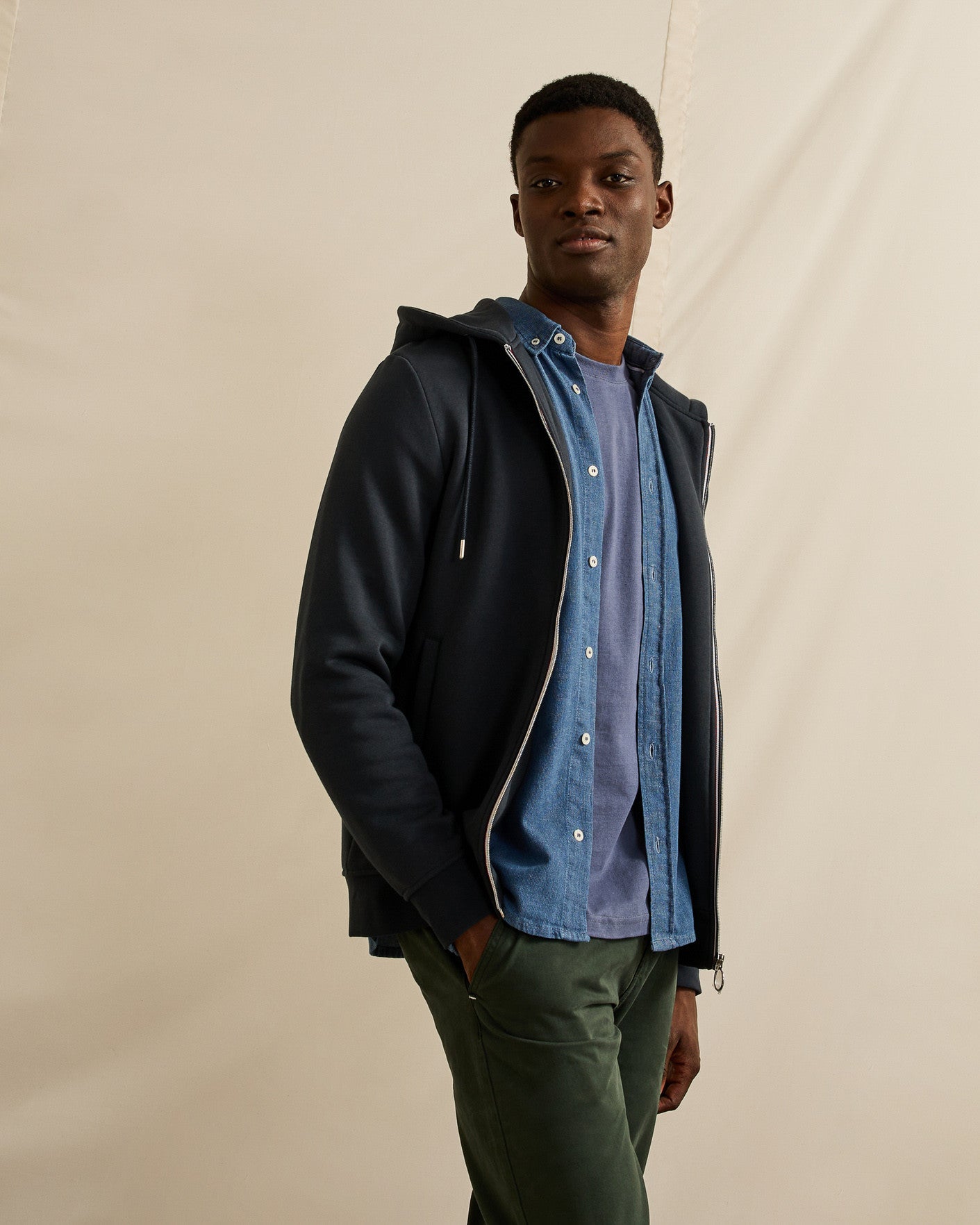 Sweat bleu marine coton & polyester recycles - modele MESNIL