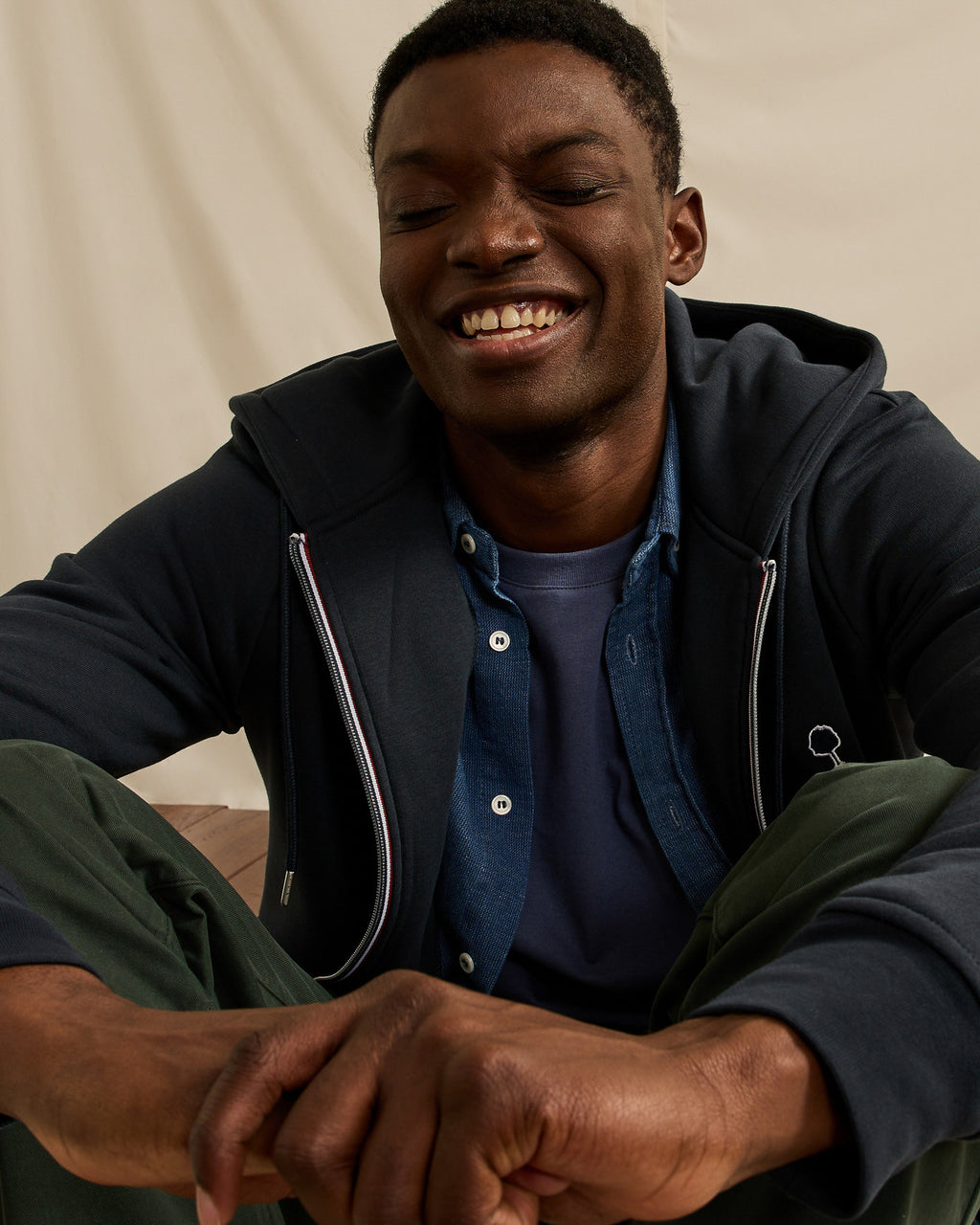 Navy blue recycled cotton & polyester sweatshirt - MESNIL model