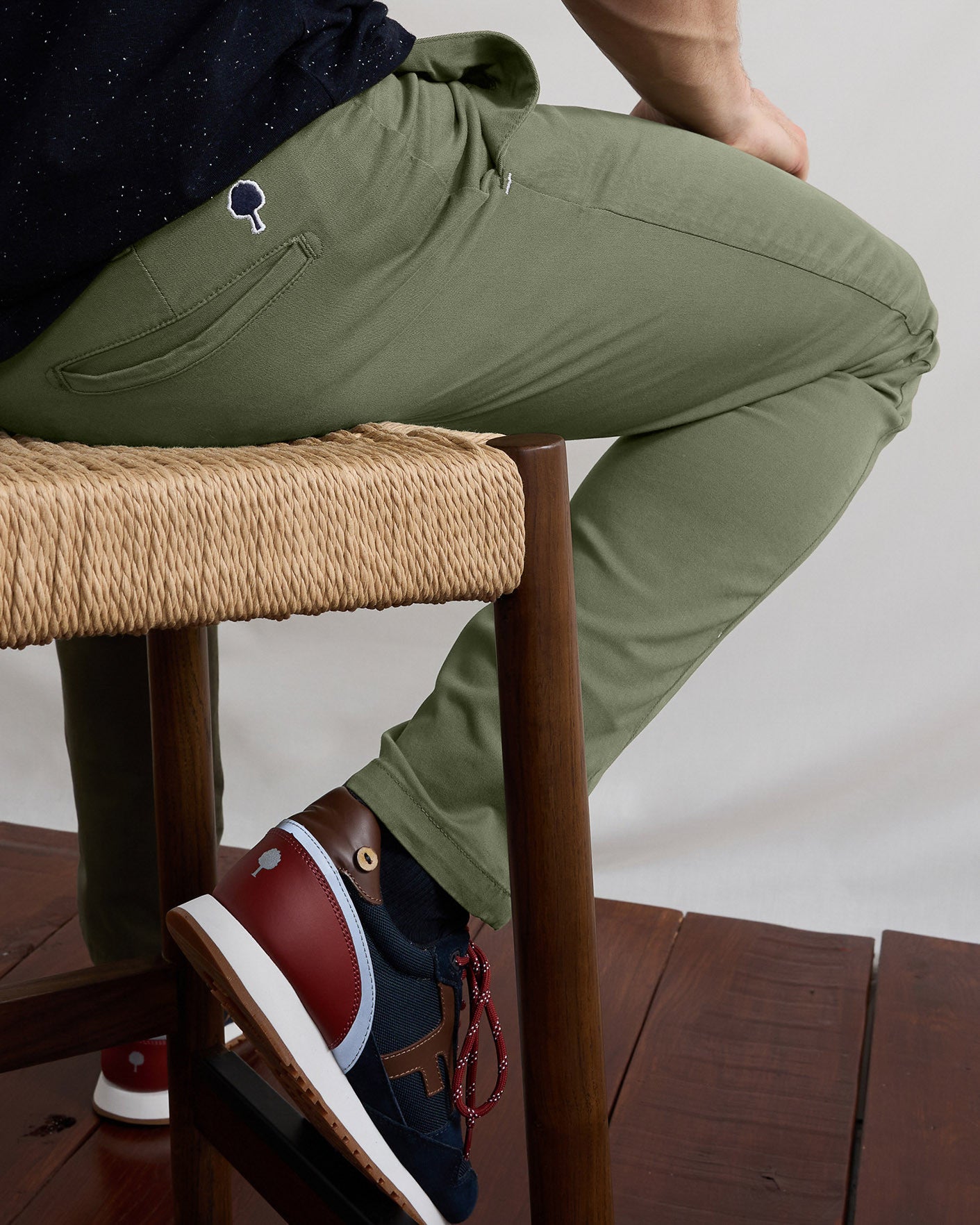 Khaki organic cotton & recycled cotton trousers - BRIX model
