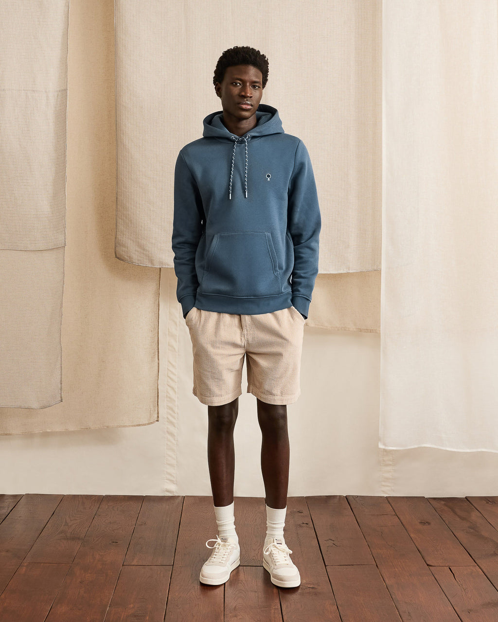 Blue hooded sweatshirt