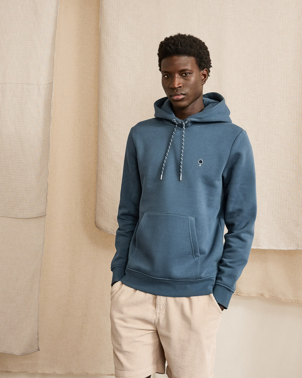 Blue hooded sweatshirt