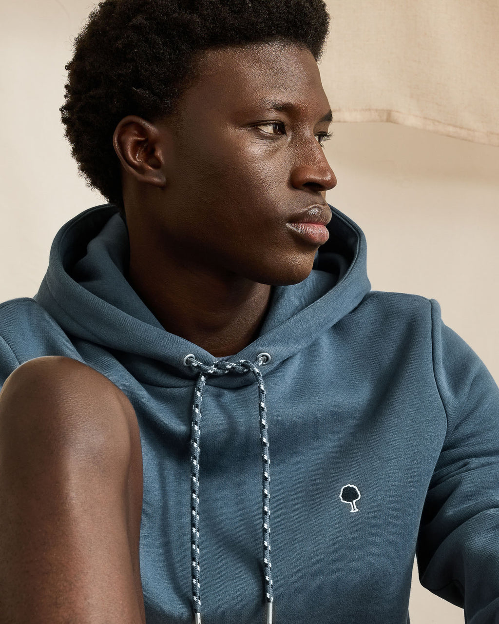 Blue hooded sweatshirt