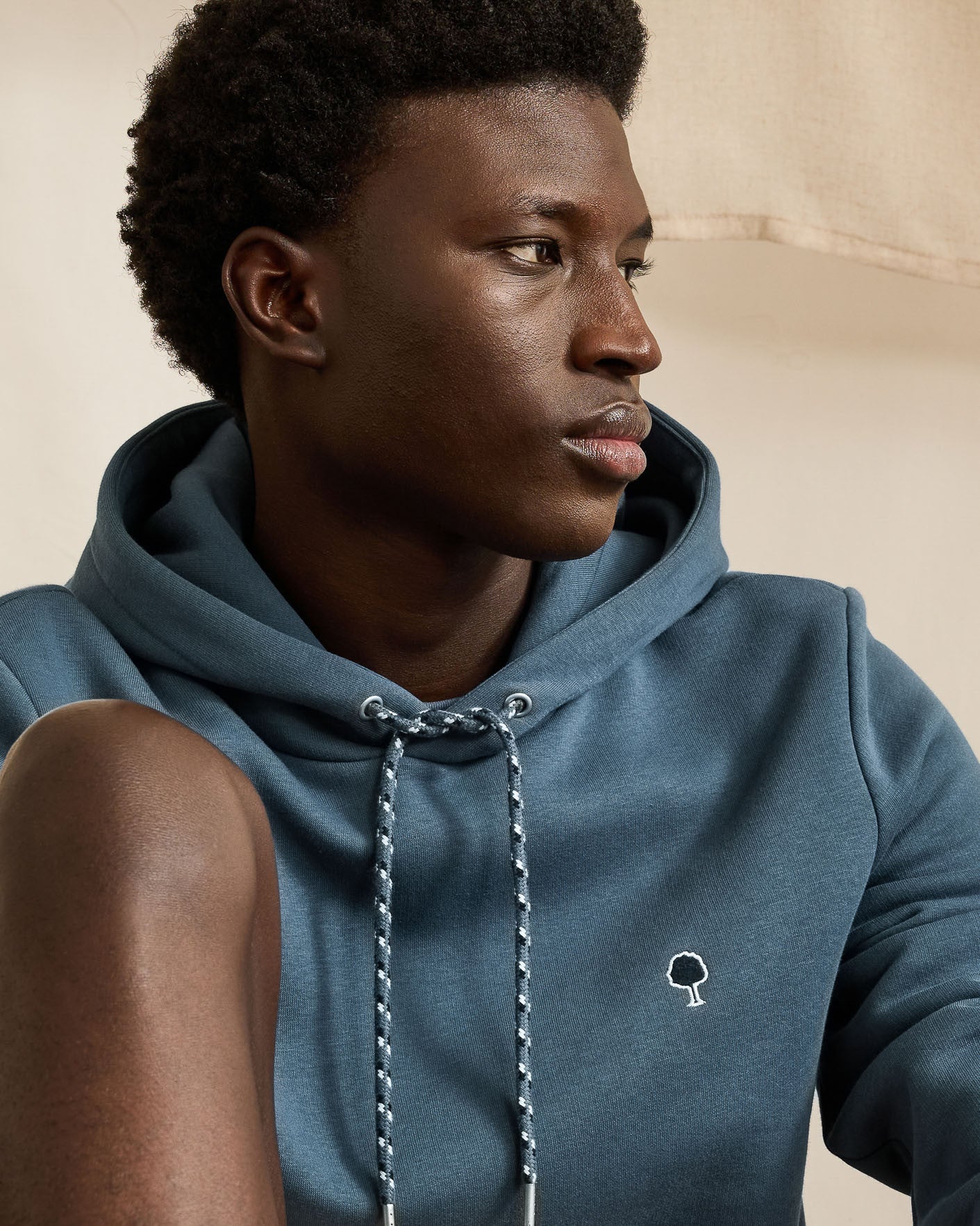 Blue hooded sweatshirt