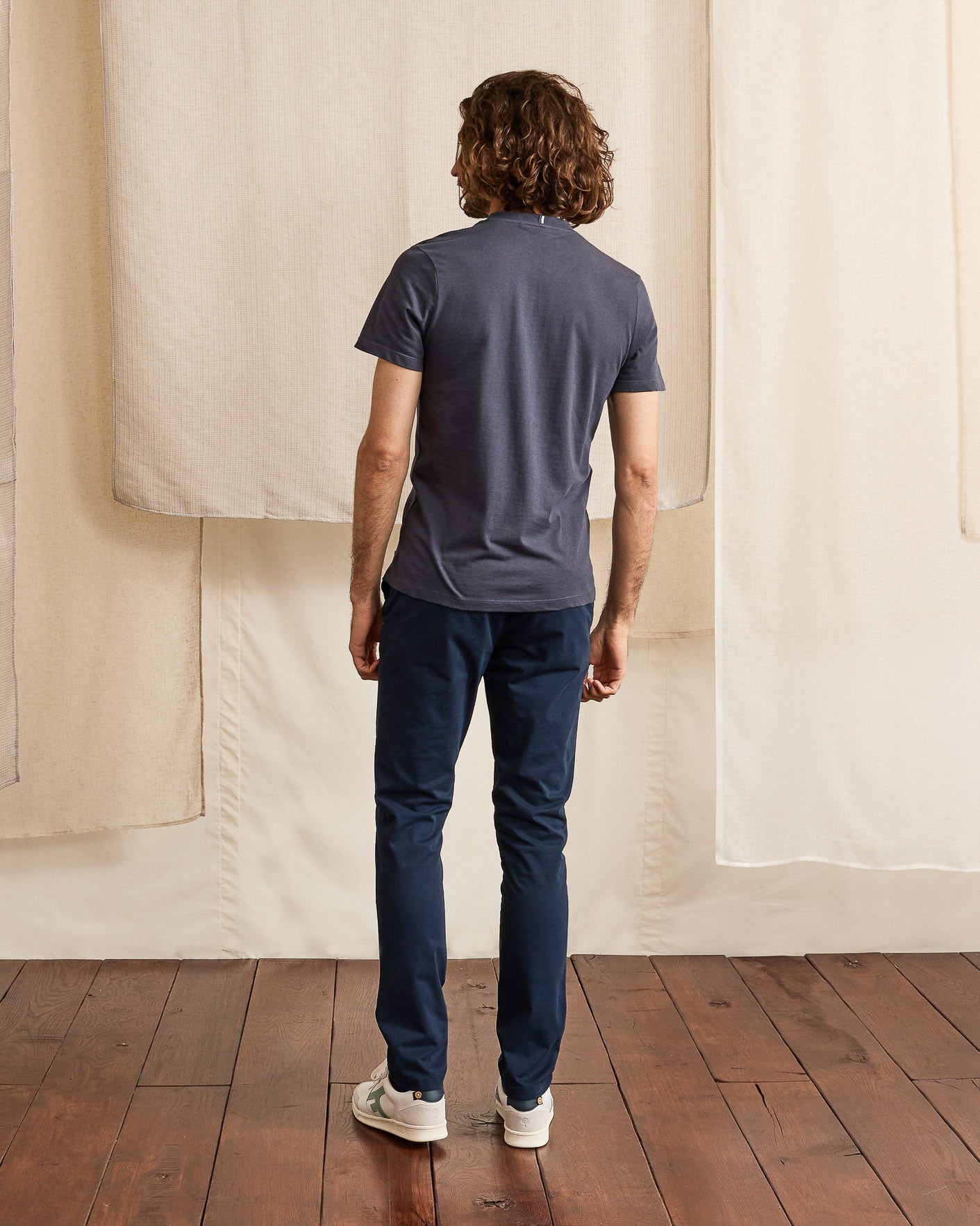 Navy blue trousers in organic cotton & recycled cotton - BRIX model