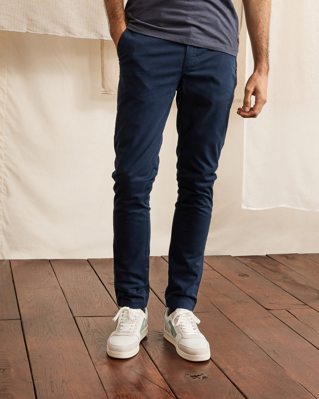 Navy blue trousers in organic cotton & recycled cotton - BRIX model