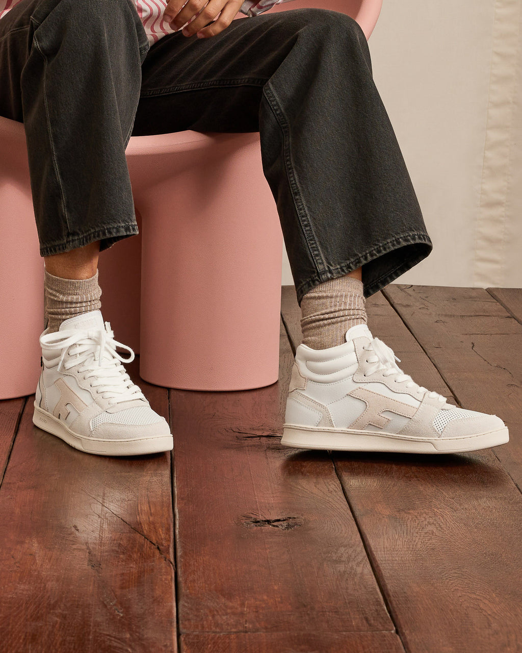 White & beige trainers