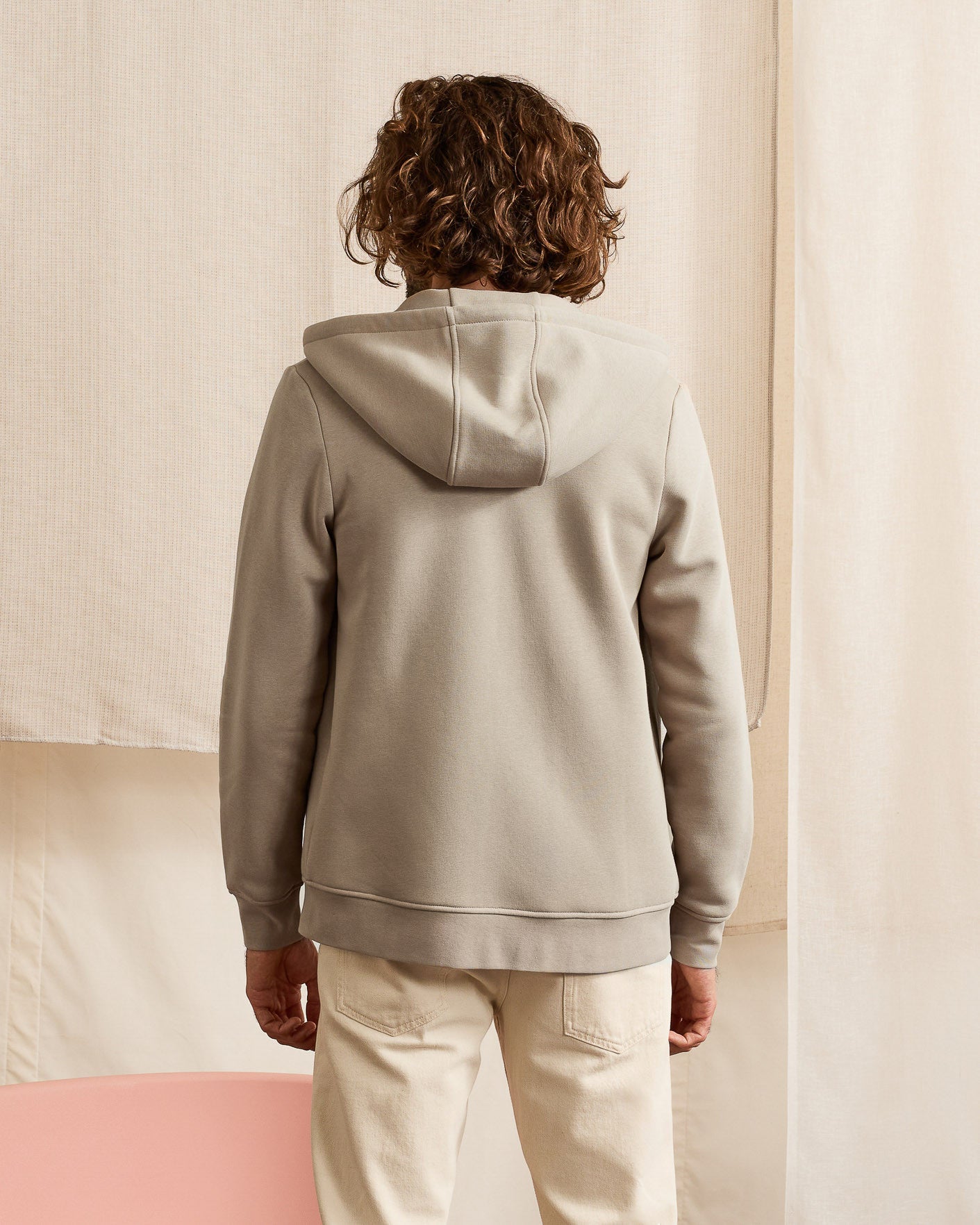 Light beige sweatshirt in recycled cotton & polyester - MESNIL model