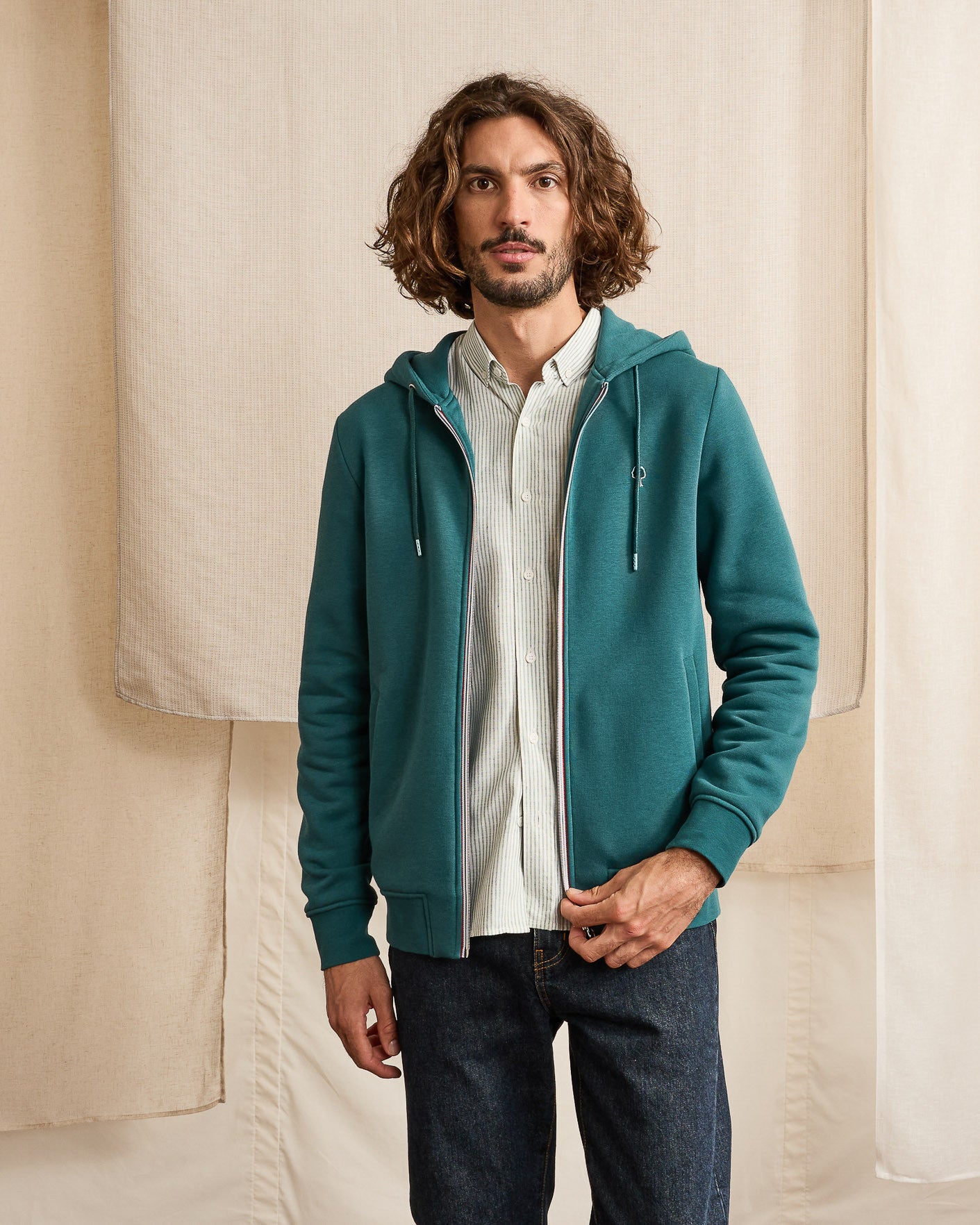 Sweat vert clair coton & polyester recycles - modele MESNIL