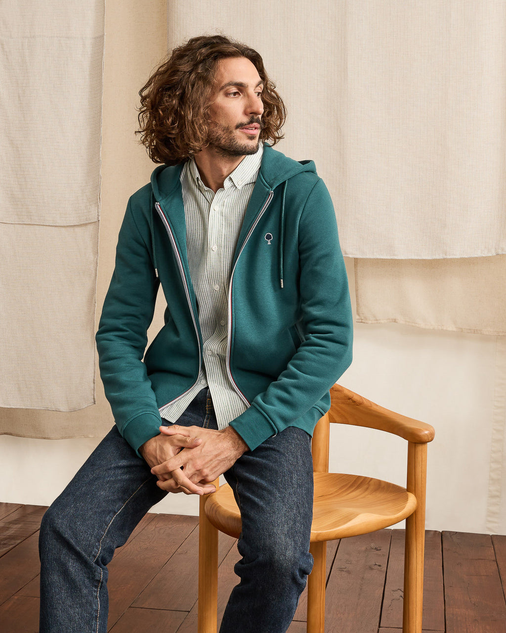 Sweat vert clair coton & polyester recycles - modele MESNIL