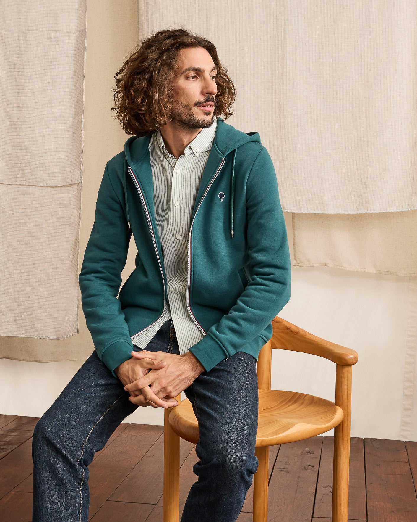 Sweat vert clair coton & polyester recycles - modele MESNIL