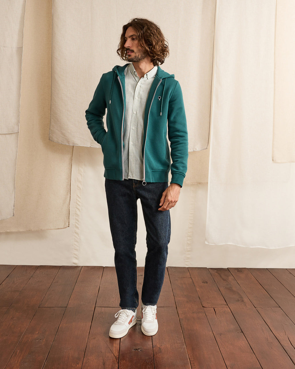 Sweat vert clair coton & polyester recycles - modele MESNIL