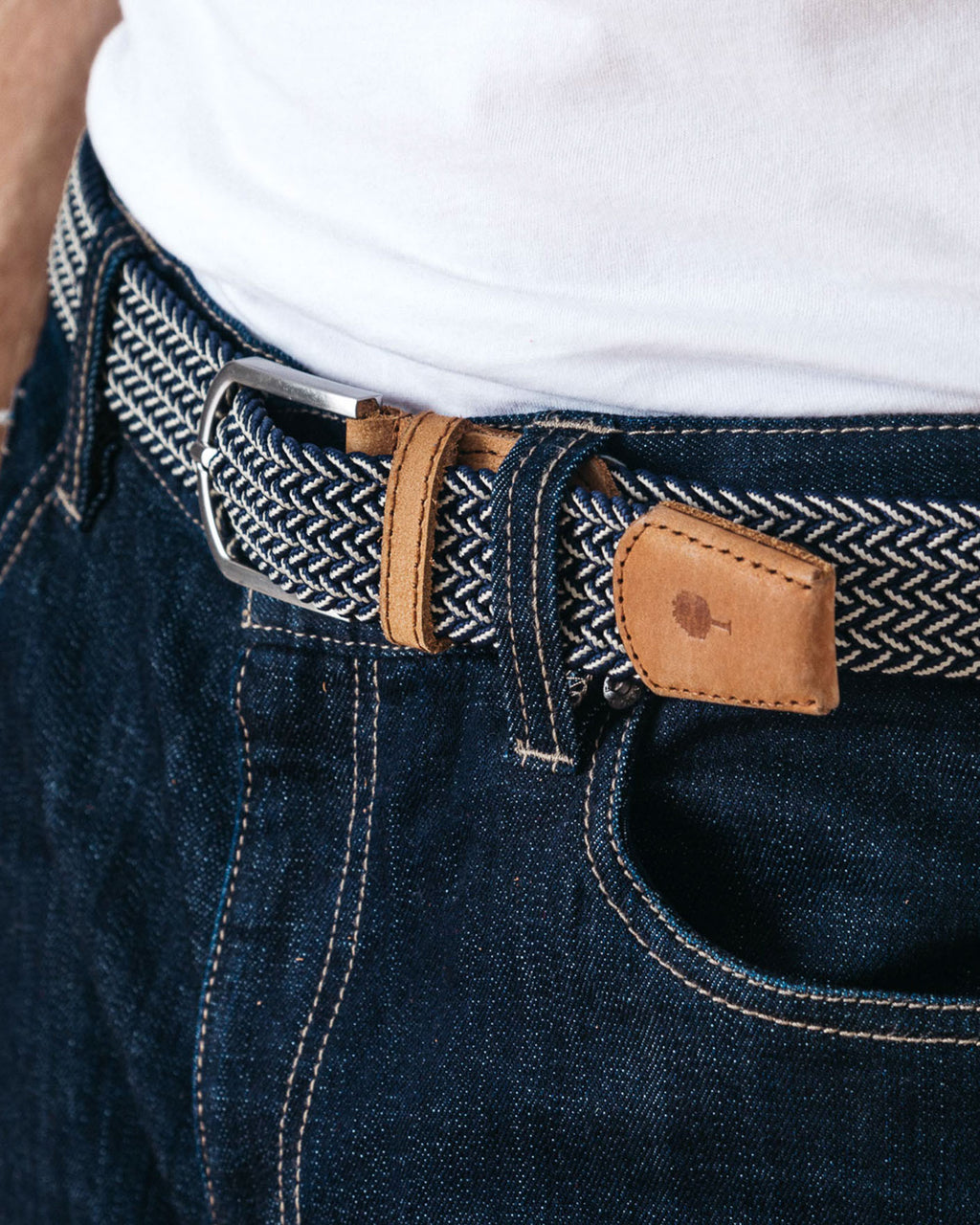 Ceinture bleu marine & écru