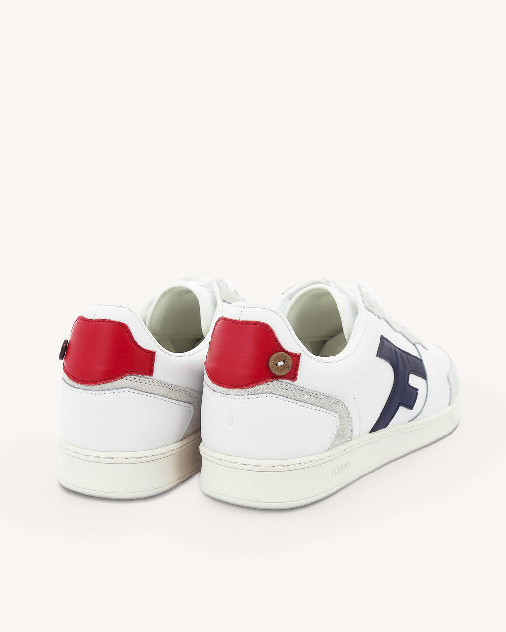 White & navy blue leather & suede leather trainers - HAZEL model