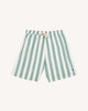 Ecru swim trunks with green stripes