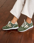 Running kaki & dorees polyester recycle & cuir suede - modele ELM