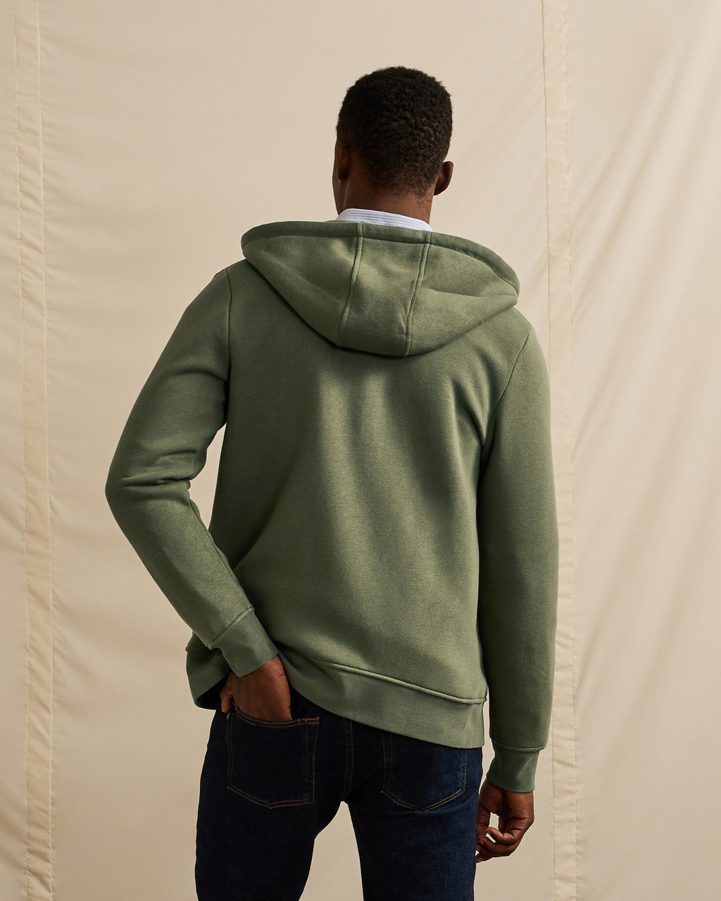 Khaki recycled cotton & polyester sweatshirt - MESNIL model