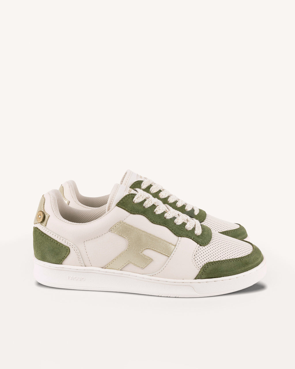 Baskets kaki & dorees cuir & suede - modele HAZEL