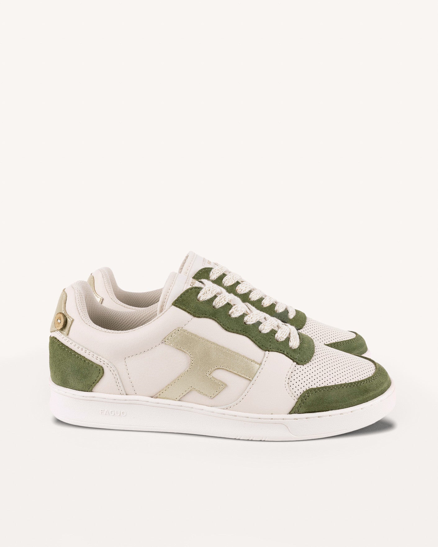 Baskets kaki & dorees cuir & suede - modele HAZEL