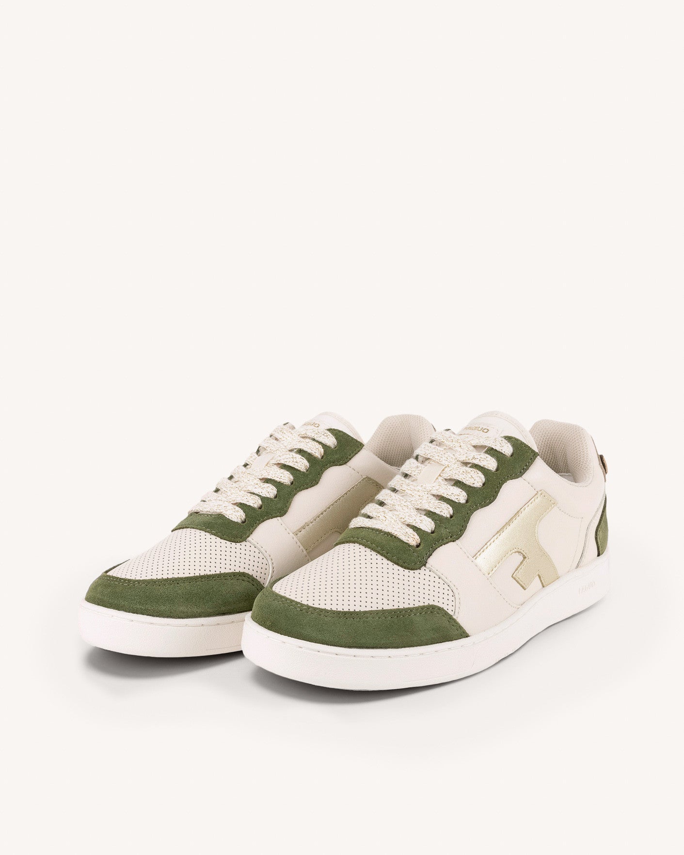 Baskets kaki & dorees cuir & suede - modele HAZEL
