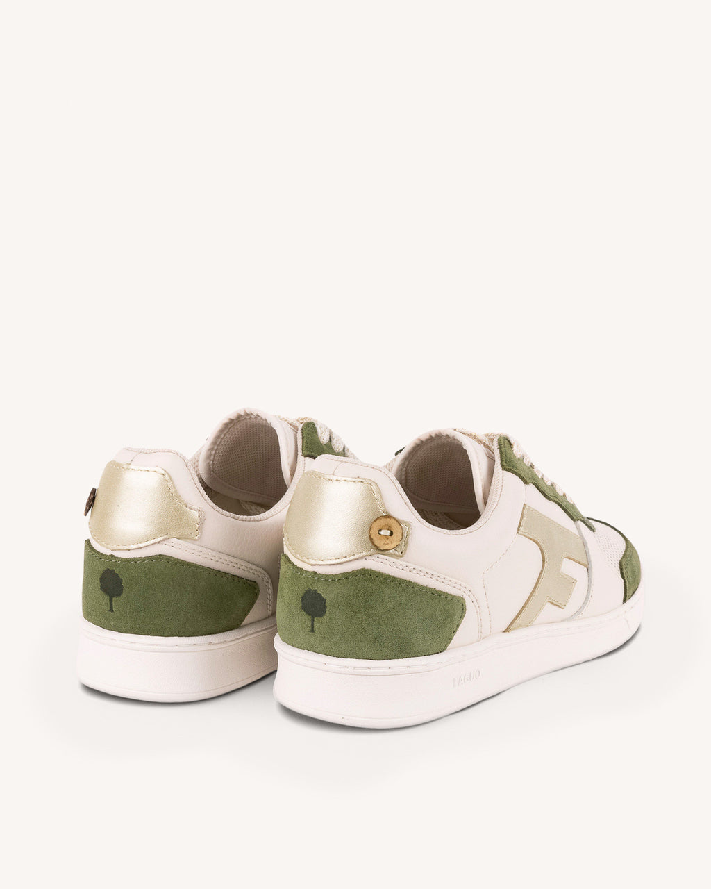 Baskets kaki & dorees cuir & suede - modele HAZEL