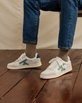 Baskets blanches & bleu marine cuir & cuir suede - modele HAZEL