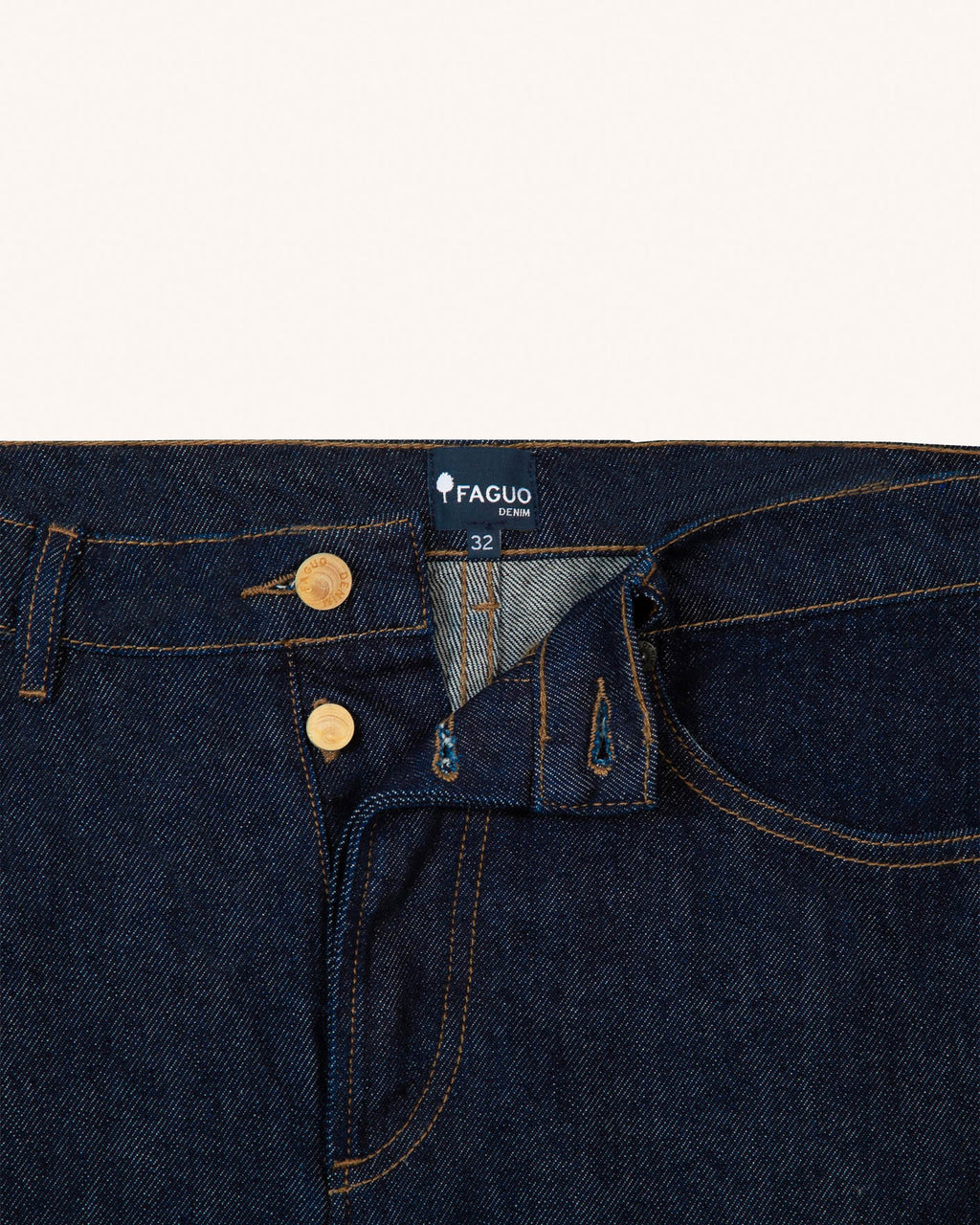 Raw denim jeans, straight cut