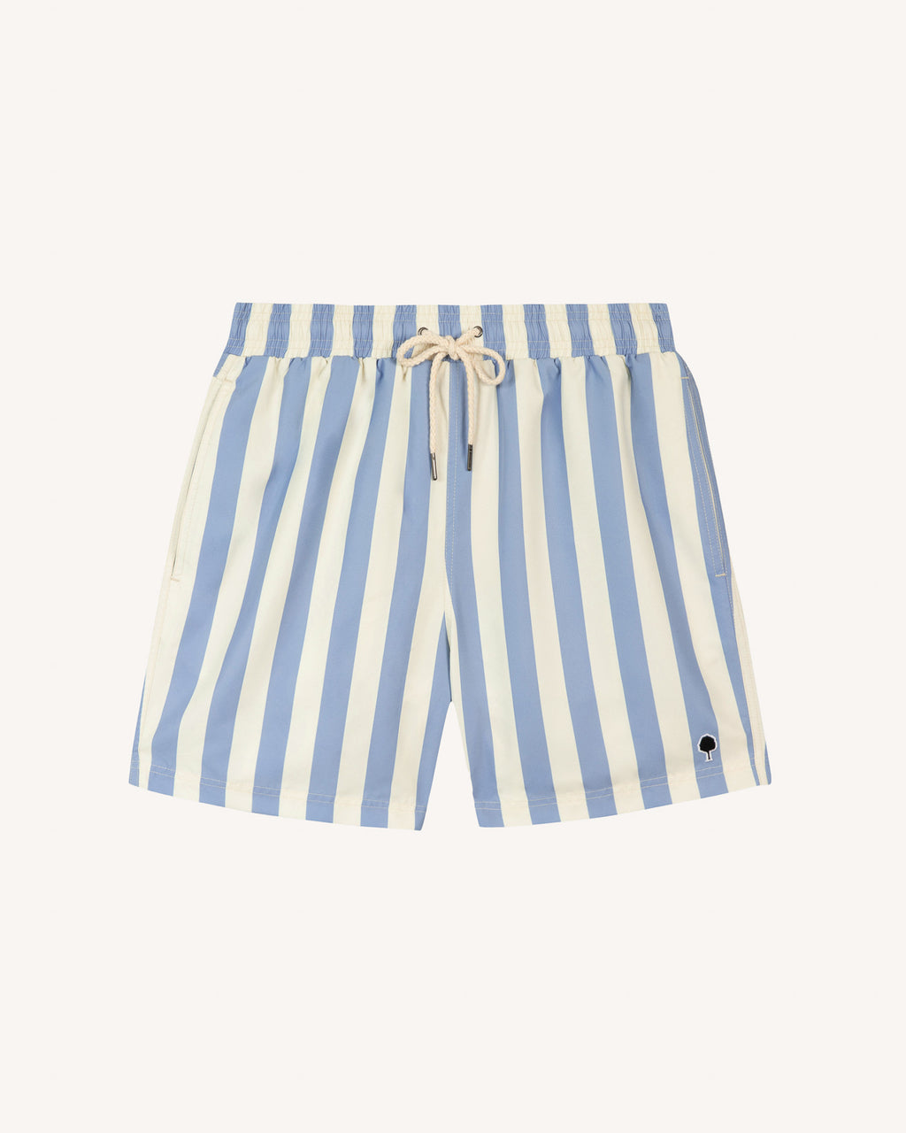 Striped ecru & light blue swimming trunks