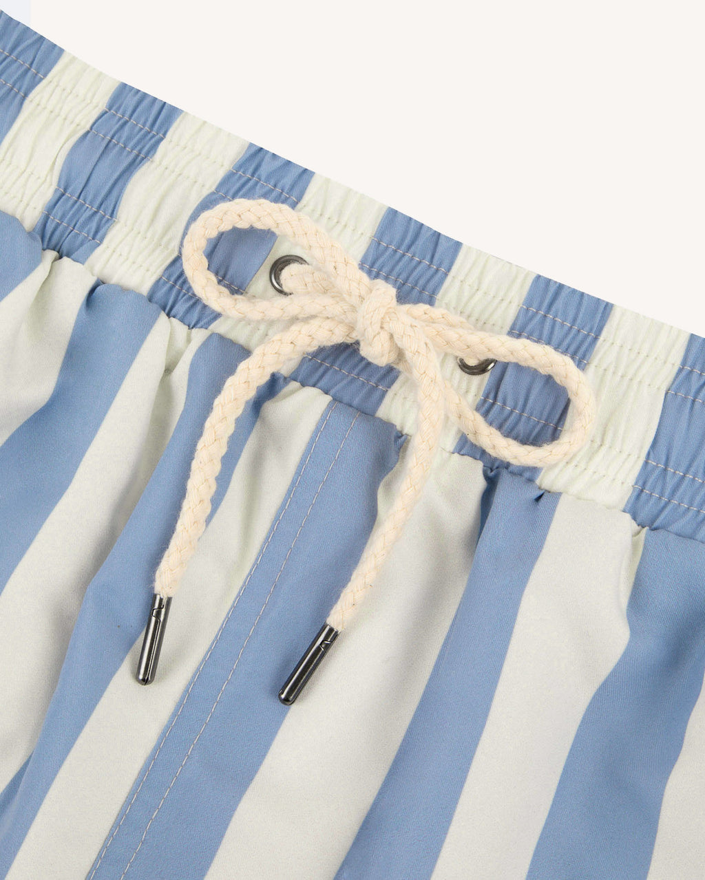 Striped ecru & light blue swimming trunks
