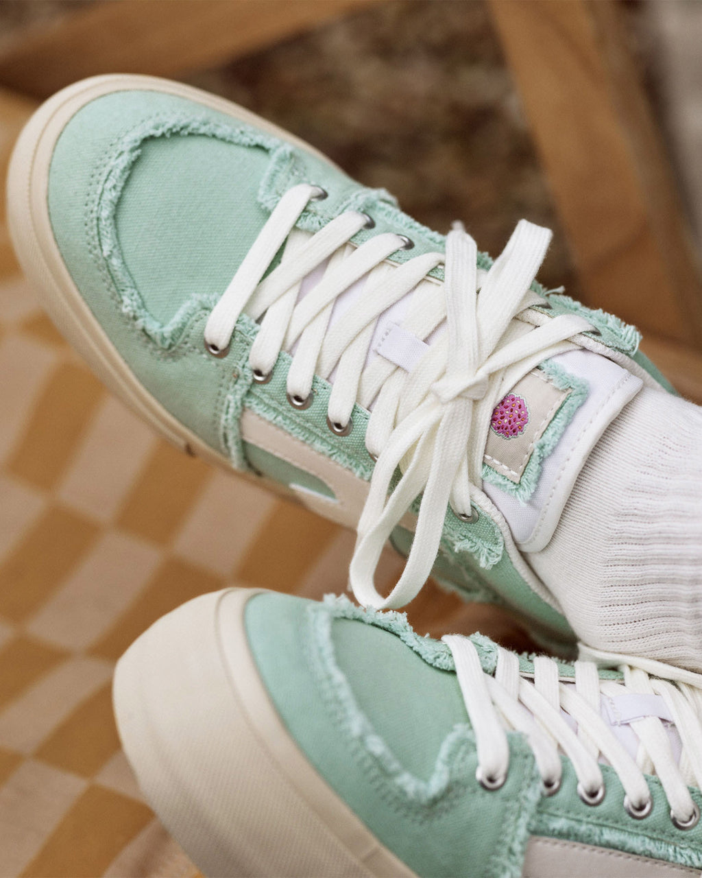 Mint green vegan low-top trainers