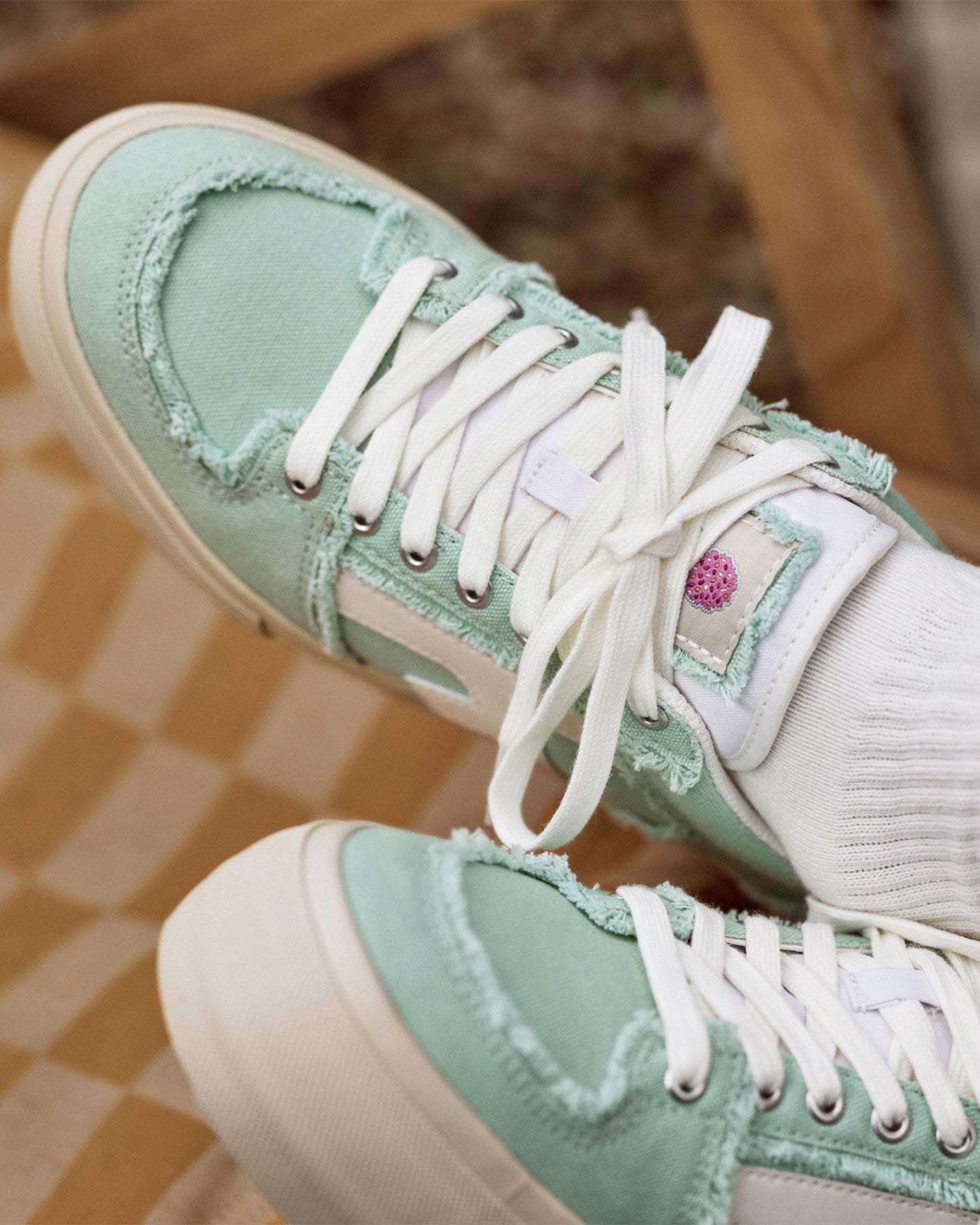 Mint green vegan low-top trainers