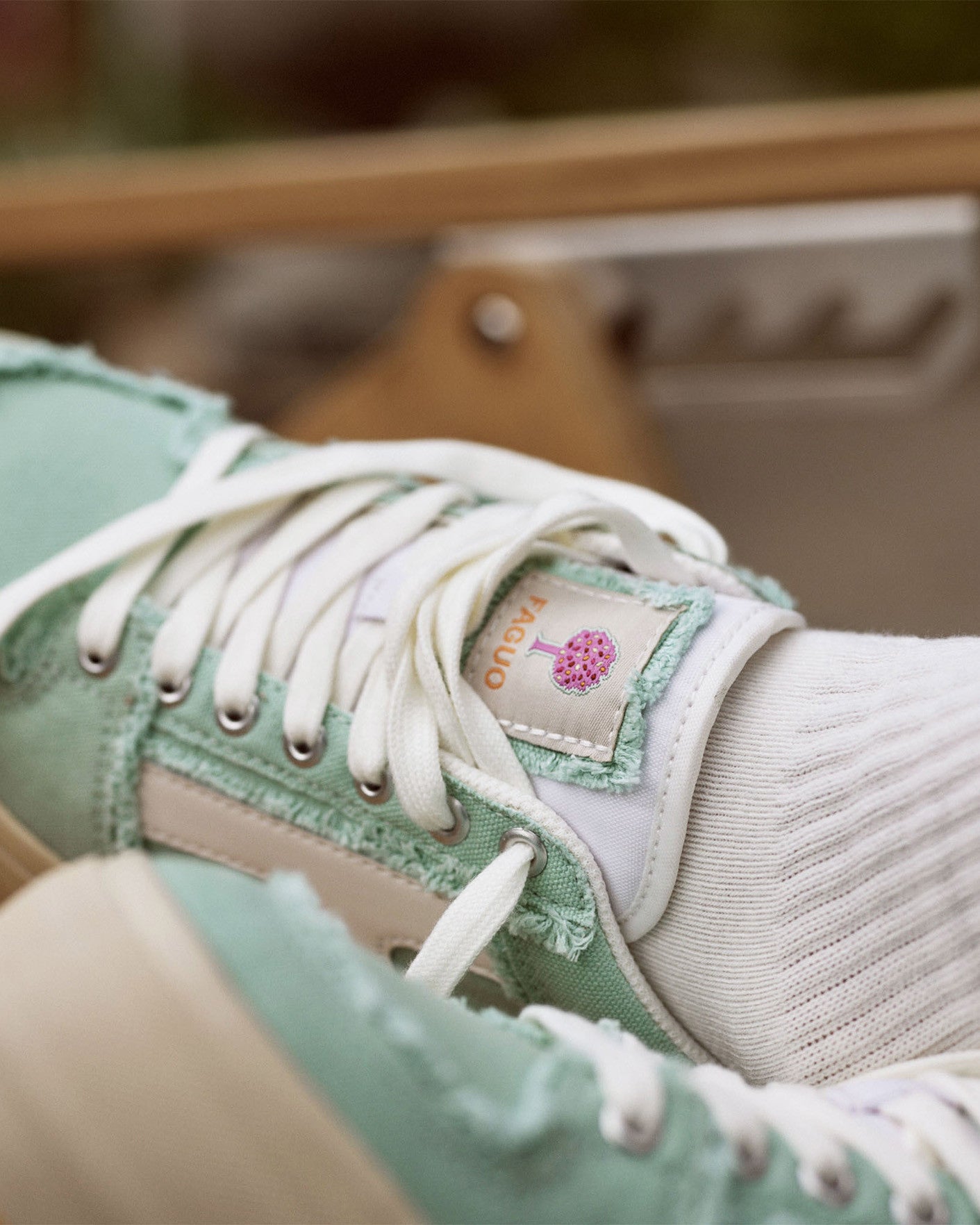 Low-top mint green vegan trainers