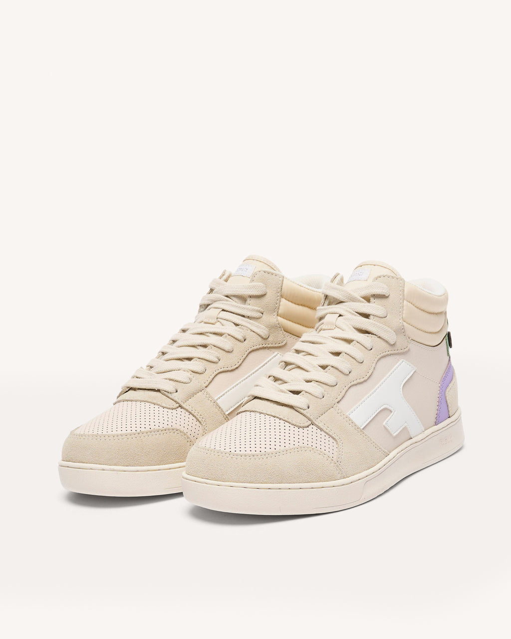 Ecru & beige high-top trainers