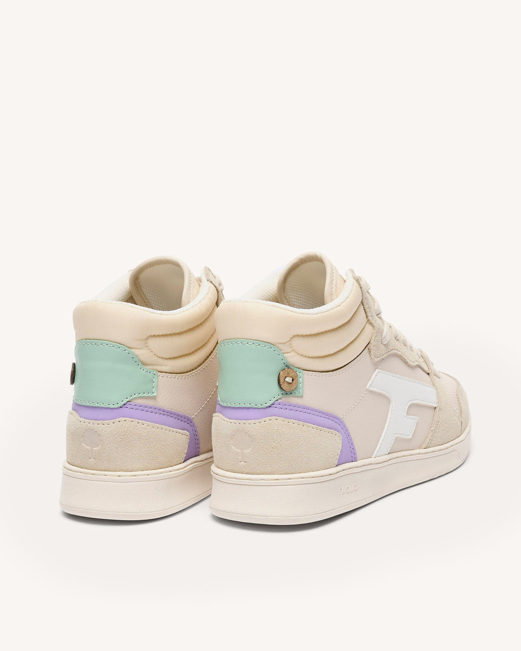 Ecru & beige high-top trainers