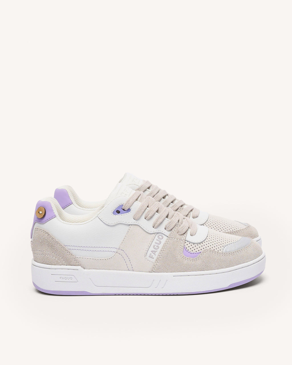 Baskets basses blanches & parme
