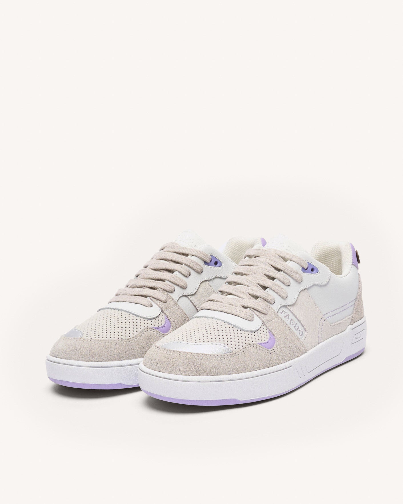 Baskets basses blanches & parme