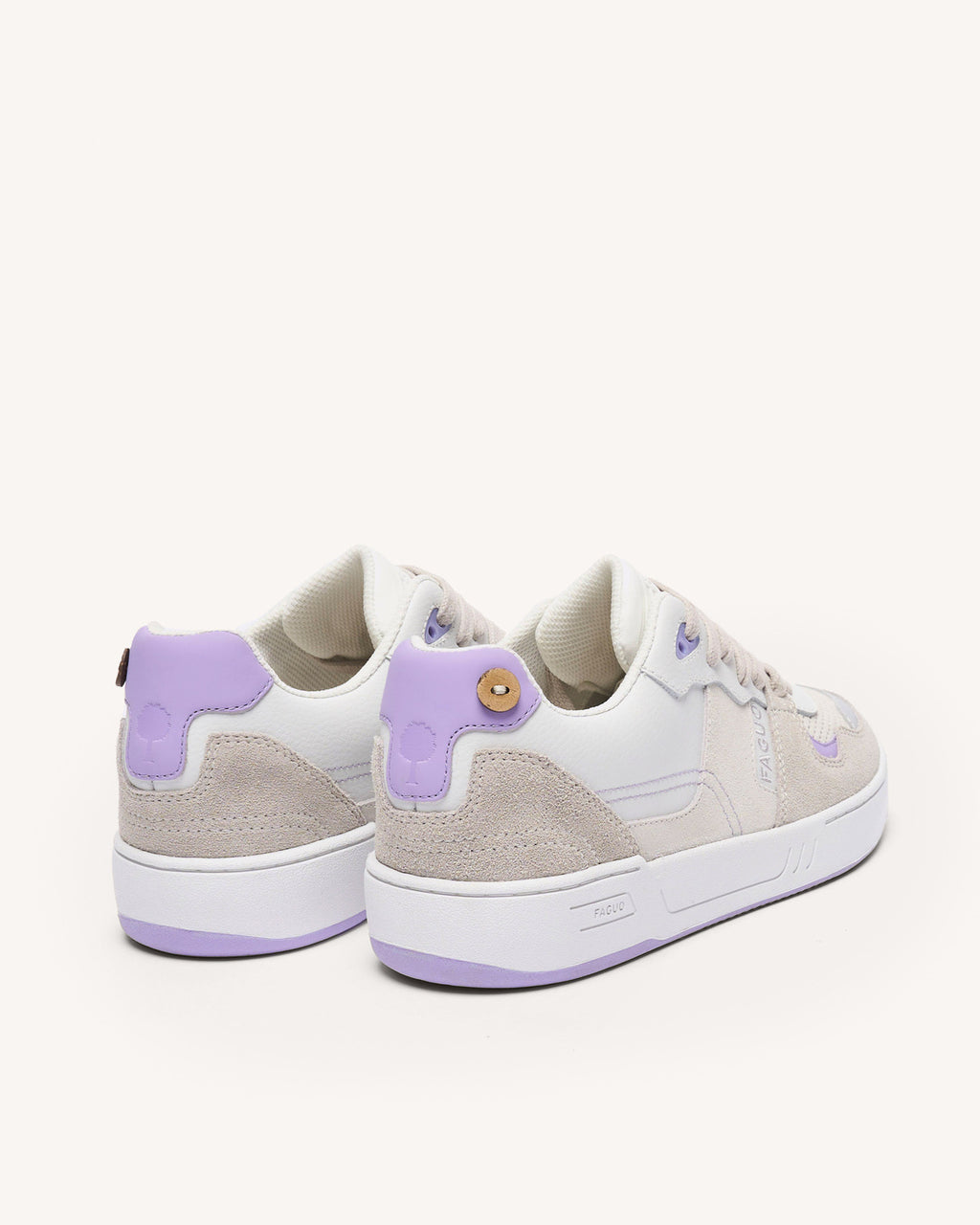 Baskets basses blanches & parme