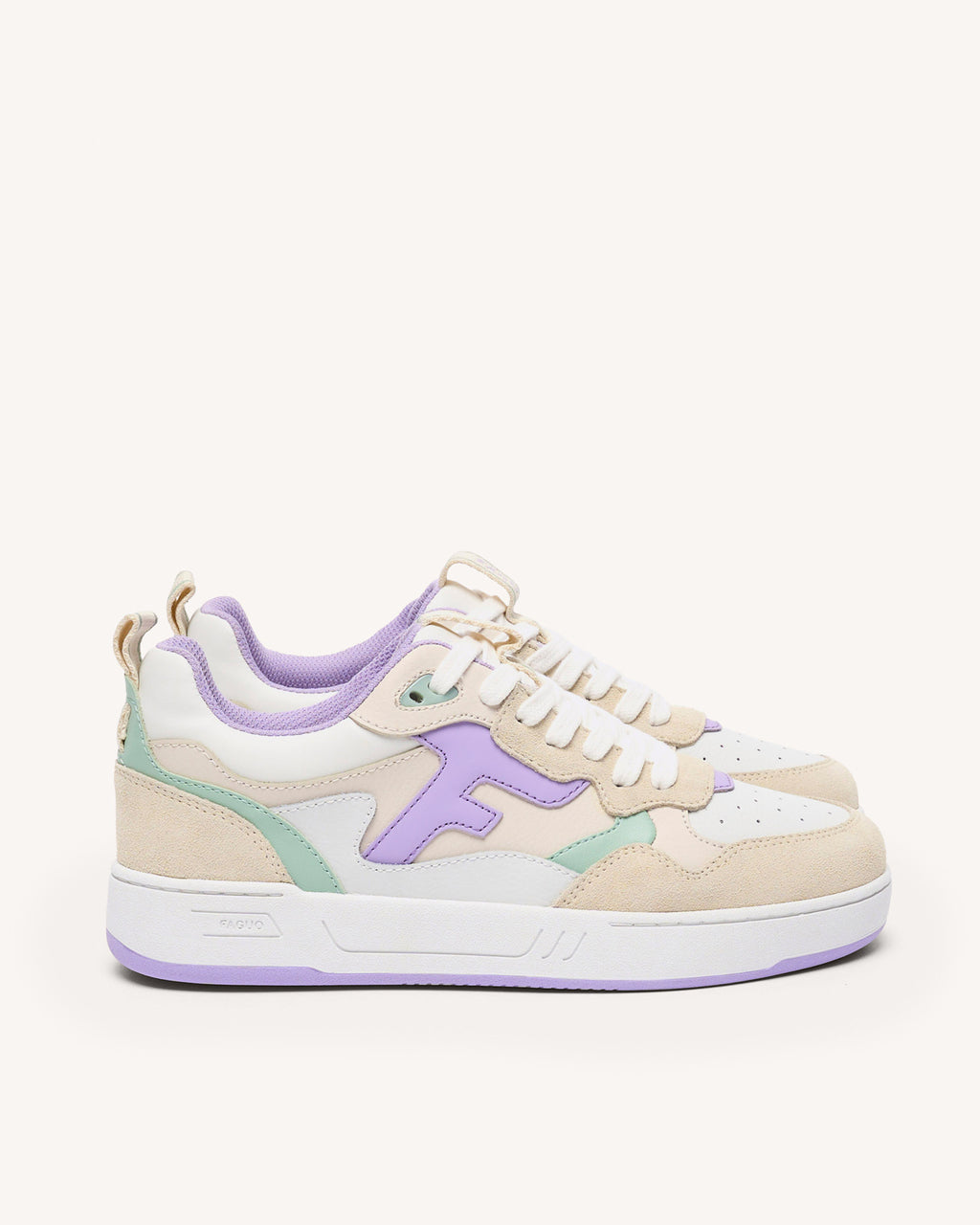 Baskets basses beige & violet clair