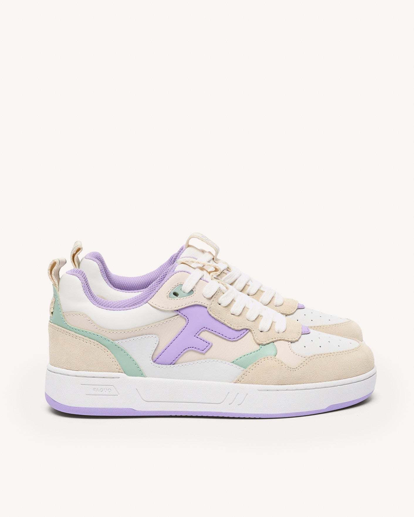 Baskets basses beige & violet clair
