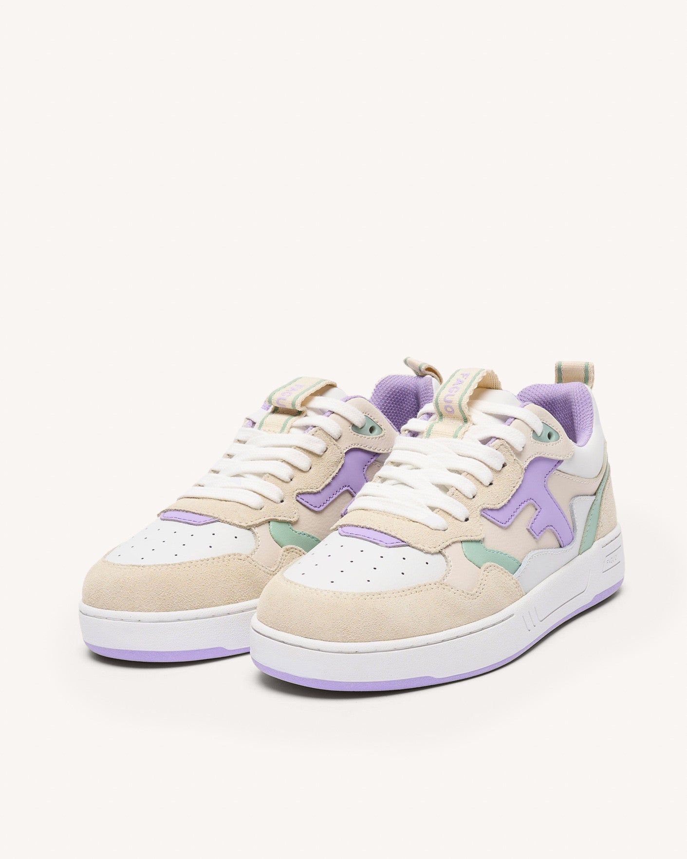 Baskets basses beige & violet clair