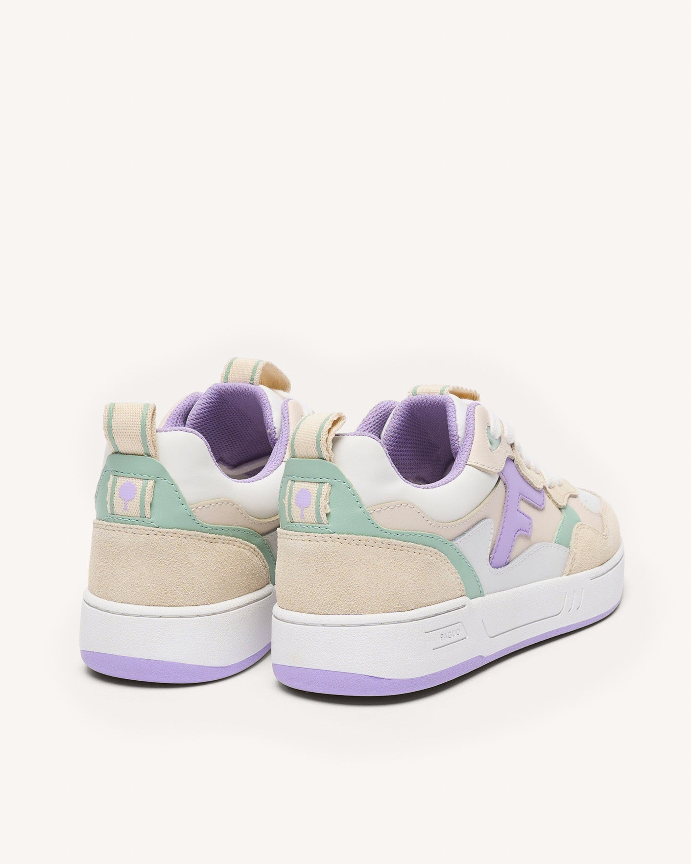 Baskets basses beige & violet clair