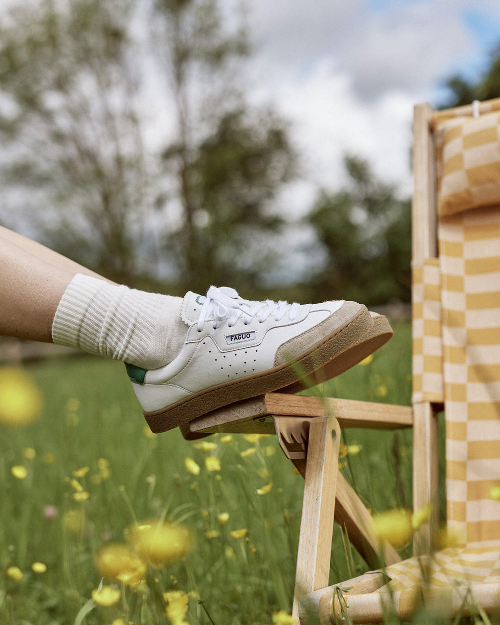 Baskets basses blanches & vertes