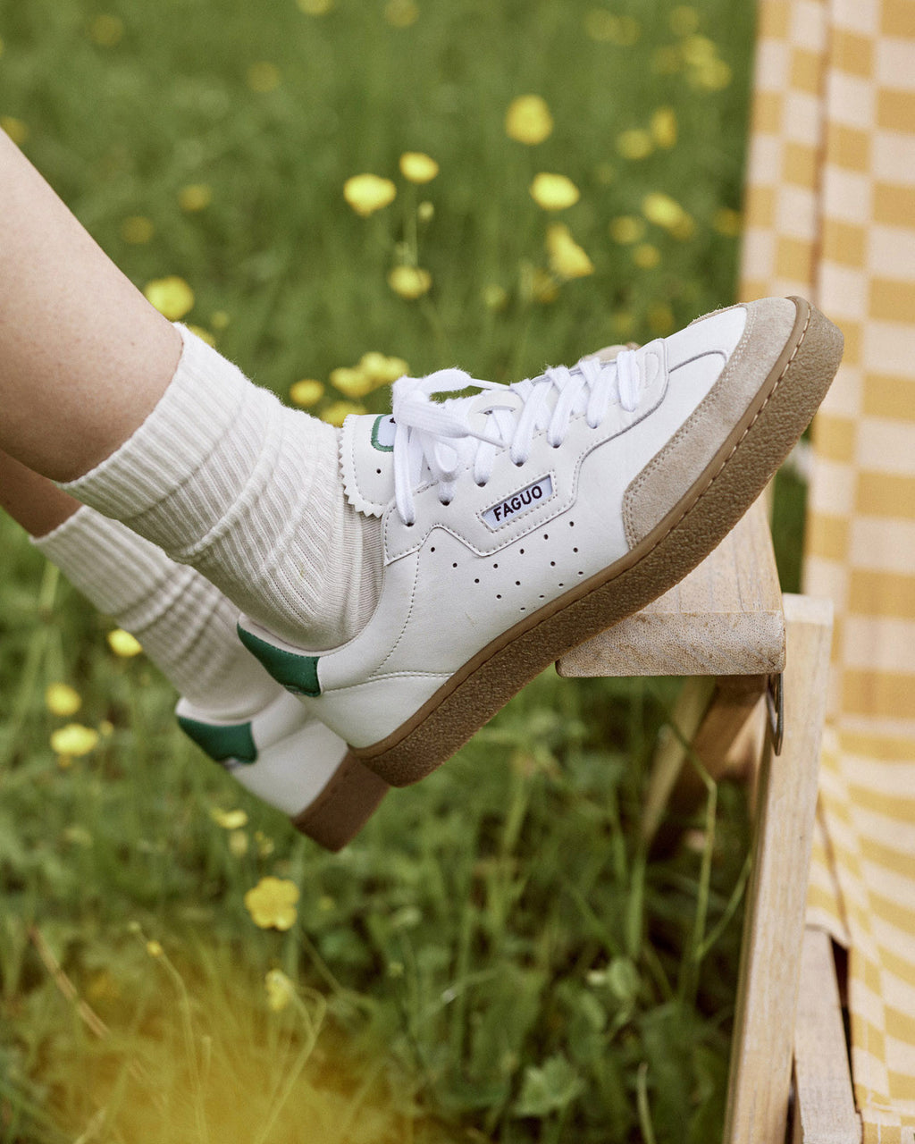 Baskets basses blanches & vertes