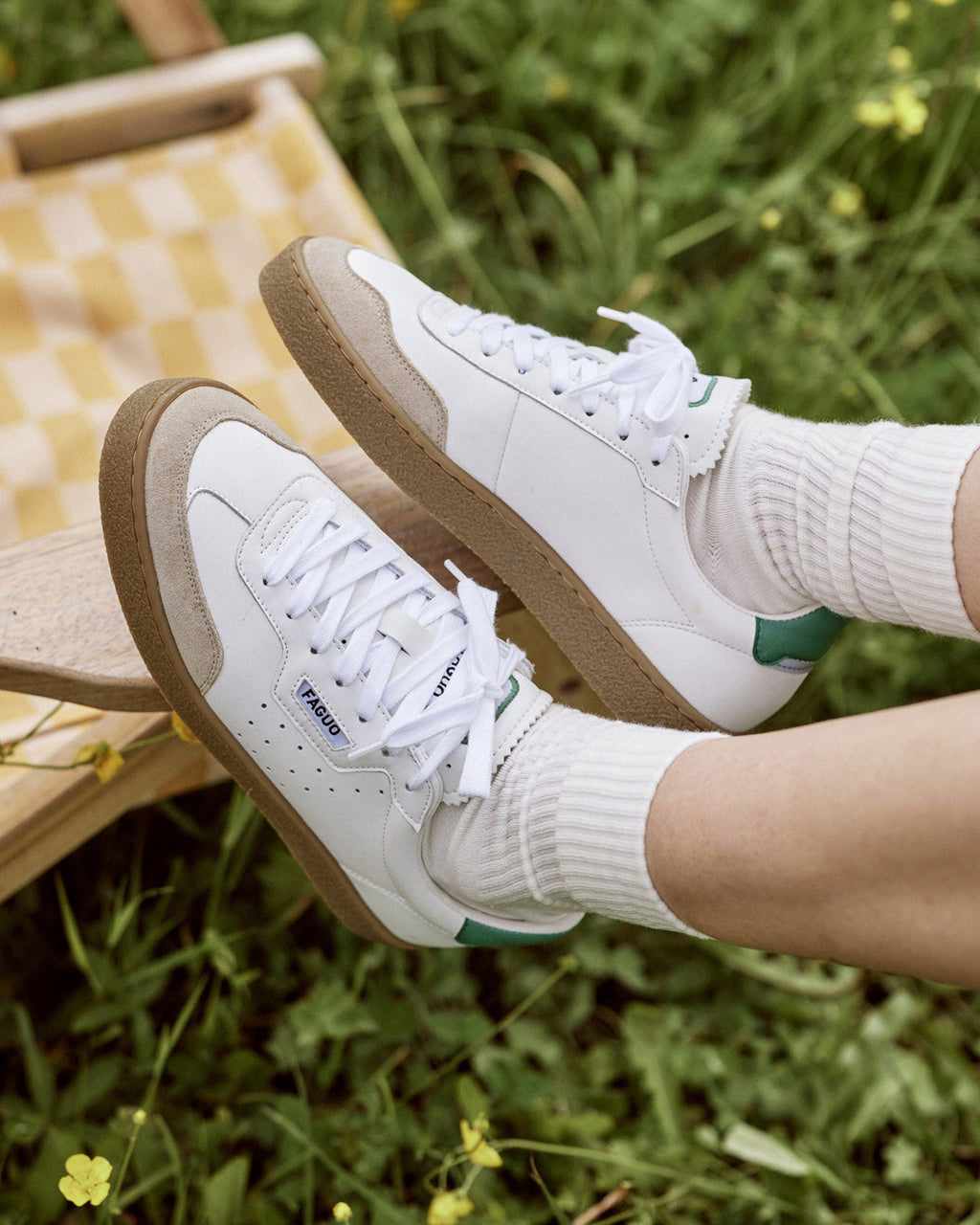 Baskets basses blanches & vertes