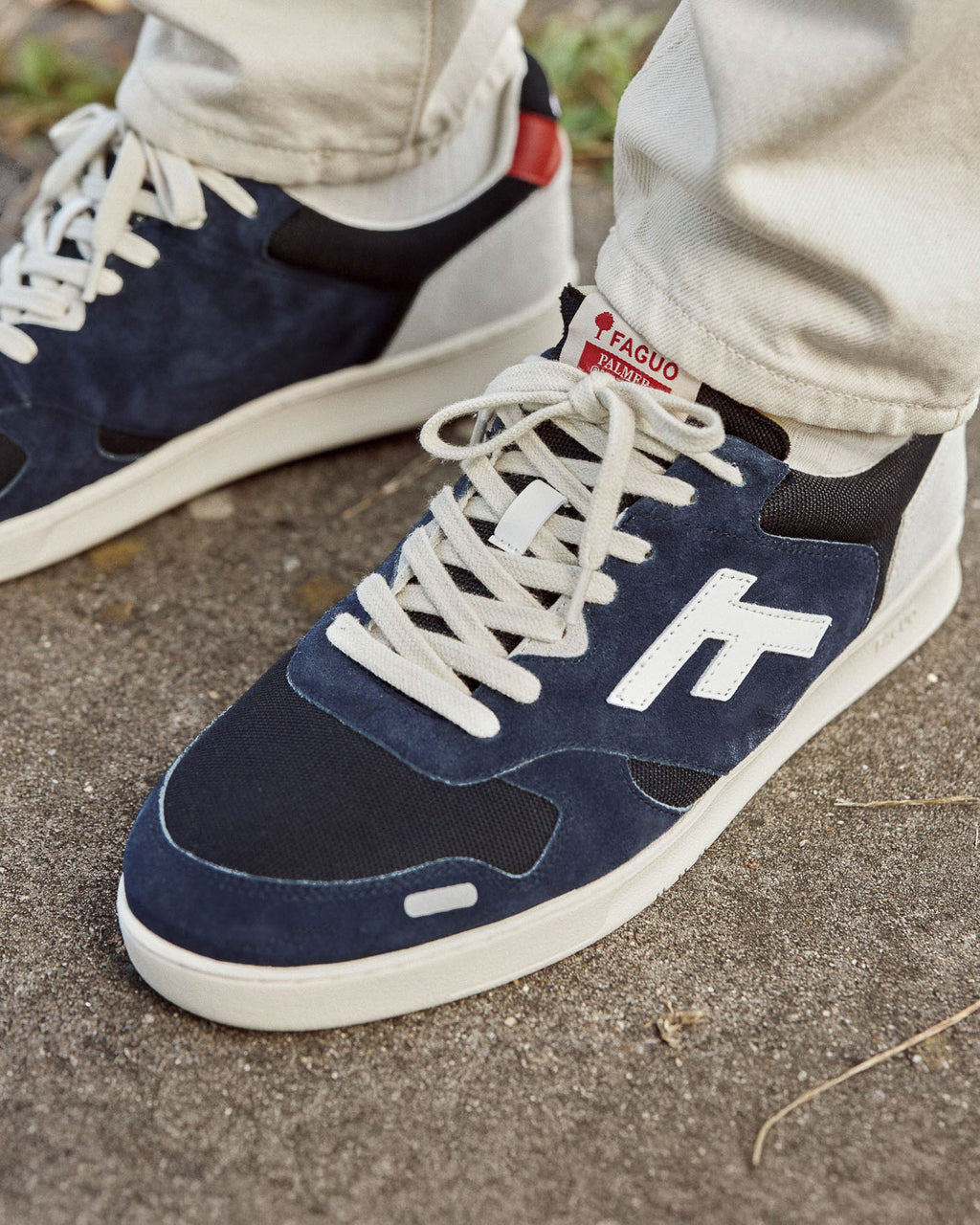 Blue & grey low-top trainers