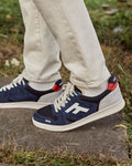 Blue & grey low-top trainers