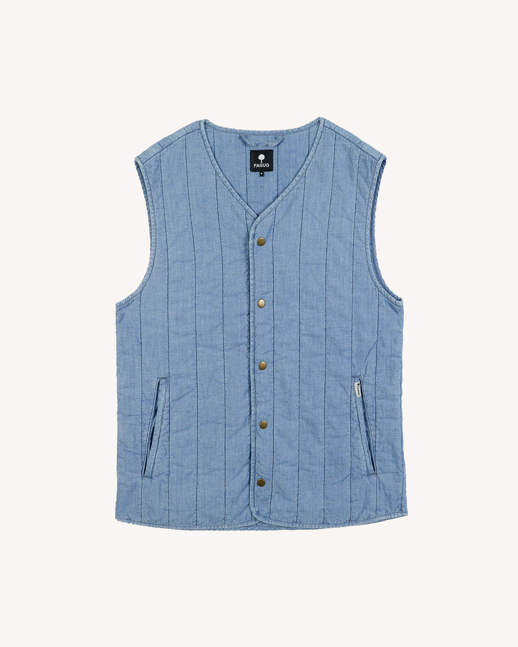 Sleeveless light denim jacket